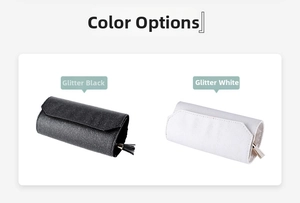 Glitter finish jewelry storage rolls in sparkling black and white with metal zippers
