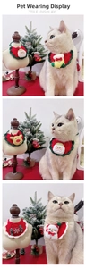 Detail of Christmas pet bib with plush Santa and snowman designs for cats and small dogs