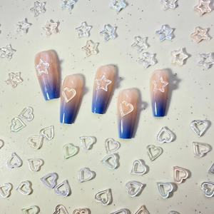 Hollow Heart Star Resin Nail Art Decorations With Silver Glitter Powder DIY Manicure Ornament For Women Nail Art Accessories
