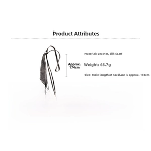 Détail de ceinture foulard en soie à pois avec lien en cuir, longueur 174cm