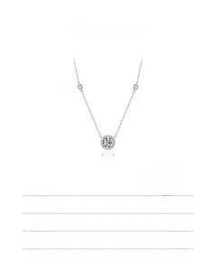 Close-up of S925 sterling silver necklace featuring round diamond-set pendant details