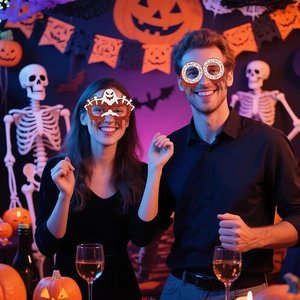 Ghost and eyeball Halloween decorative glasses with glitter finish for party costumes