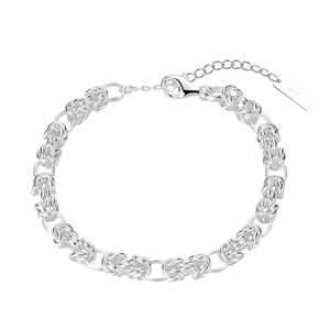 Handcrafted S925 sterling silver knot bracelet with Byzantine chain and adjustable link