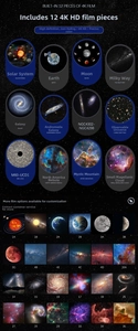Set mit 12 HD 4K Weltraum-Filmdiscs für Galaxie-Projektor mit Sonnensystem und Nebel