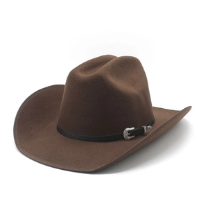 Chapeau De Cowboy Western Classique En Feutre De Laine À Bord Large Fedora Homme Femme Avec Ceinture En Cuir