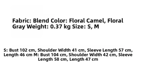 Detailed size chart for the cable knit sweater top and midi skirt set in grey and camel