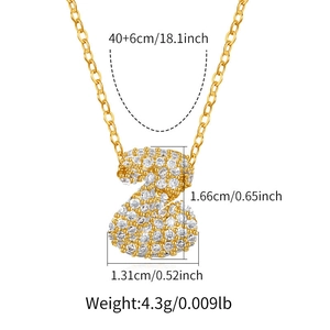 Macro detail of gold-plated Z-letter necklace showing precise 1.66x1.31cm pendant dimensions