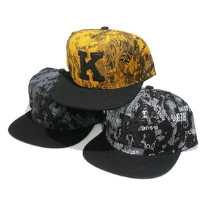 Snapback Baseball Cap Cotton Streetwear Hip Hop Hat With K Letter Embroidery And Graffiti Print For Men And Women