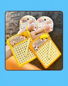Close-up of creative toast-shaped magnetic drawing board keychains with mini stylus pens