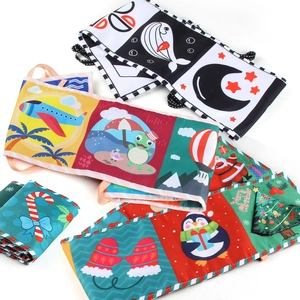 Double-sided soft baby cloth book bed bumper with colorful Christmas animal patterns