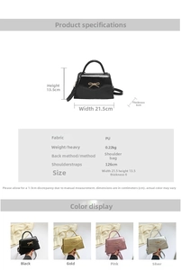 Spécifications de taille et options de couleur pour le sac bandoulière en cuir PU à nœud