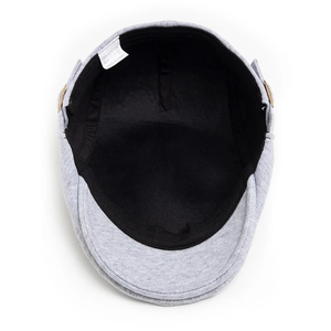 Classic grey cotton newsboy cap with 100% cotton lining and fine stitching detail