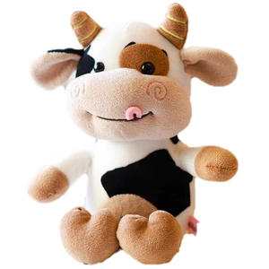 Suave y lindo peluche de vaca manchada en blanco y negro muñeco animal para niños