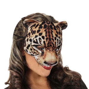 Realistic cheetah print EVA half-face mask for Halloween and carnival masquerade parties
