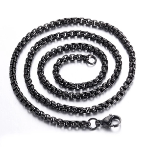 Collier minimaliste en acier inoxydable noir avec fermoir mousqueton pour femme
