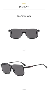Front- und Seitenansicht der eckigen Monoglas-Sonnenbrille mit schwarzem Rahmen und Gläsern