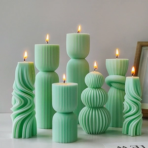 Silicone Candle Mold Striped Cylindrical Geometric Shapes For DIY Aromatherapy Plaster Ornament Handmade Soap Making Artistic Design