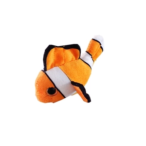 Cute plush clownfish magnet with orange and white stripes for fridge decoration