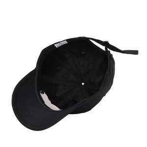 Classic black cotton baseball cap with adjustable strap and 6-panel structure