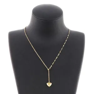Heart Pendant Necklace Stainless Steel Polished Minimalist Jewelry For Women Elegant Trendy Gold And Silver Tone