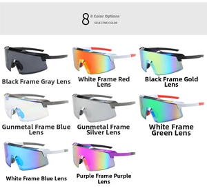 Detailed grid of cycling sunglasses featuring diverse colorful polarized lens options