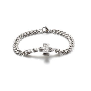 Cross Pendant Bracelet Stainless Steel Cuban Link Chain Punk Street Jewelry For Men Unisex