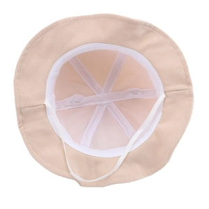 Inside view of baby sun hat with breathable mesh lining and elastic chin strap