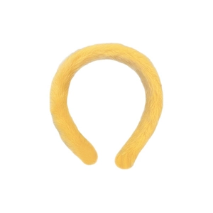 Minimalist ginger yellow plush headband with wide brim and soft faux fur texture