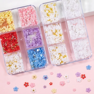 Petal Flower Nail Art Decorations Mixed Resin Camellia Flatback Artificial Pearls Steel Beads Manicure Accessories Elegant Style