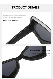 Detail of durable combination screw hinges and comfortable nose pads on butterfly sunglasses