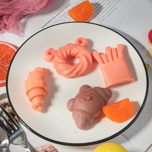 Siliconen Vormen Voedselvorm Burger Frietjes Donut Croissant DIY Bakken Fondant Kaars Zeep Flexibel Herbruikbaar