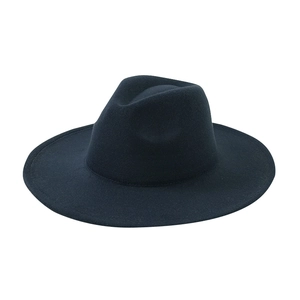 Navy blue wool felt fedora hat featuring a classic wide brim and a vintage jazz style