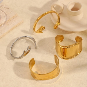 Bracciali rigidi geometrici in acciaio inossidabile oro 18k e argento, design aperto