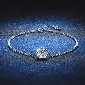 Snowflake 925 Sterling Silver Moissanite Bracelet For Women Hexagram Star Adjustable Chain Sparkling Jewelry Wedding Anniversary Gift