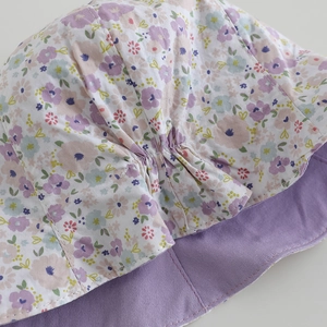 Chapeau de soleil réversible pour bébé fille avec motif floral et tissu en coton violet