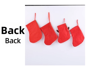 Rückansicht eines Sets aus vier roten Pailletten-Weihnachtssocken für Geschenkdekoration