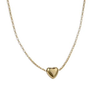 Minimalist S925 sterling silver heart pendant necklace in gold finish with box chain