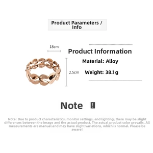 Detailed view of rose gold S-shaped link bracelet with 18cm length and 2.5cm width specs
