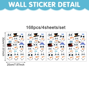 Autocollants de frigo bonhomme de neige de Noël avec chapeaux et nœuds, kit DIY 168 pièces
