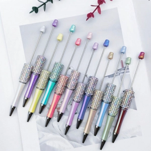 Beadable Ballpoint Pen DIY Metal Rod Rhinestone Decoration Gradient Electroplated Colorful Writing Tool Gift
