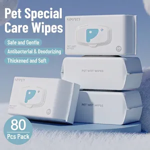 Kimpets Pet Eye And Ear Cleaning Wipes Non-Woven Fabric RO Pure Water Alcohol-Free Gentle Deodorizing Grooming Wipes For Dogs Cats