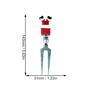 Christmas Santa chimney dessert fork showing 143mm length and 31mm width measurements