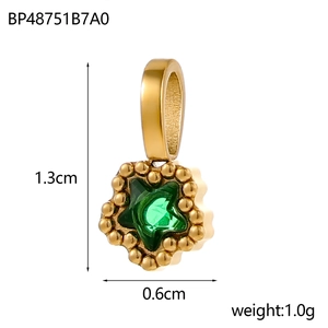 Star-shaped green zircon pendant with gold base for DIY jewelry making accessories