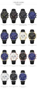 Catalogo dettagliato con quindici varianti di colore dell'orologio al quarzo da uomo