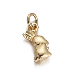 Polished golden bunny rabbit pendant accessory for DIY jewelry necklaces and bracelets