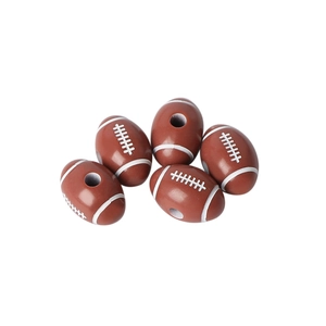 Brown rugby football shaped acrylic beads with white stitch details for DIY jewelry making