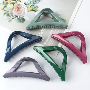 Elegant triangular hair claw clips set in five assorted deep colors for women