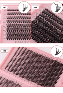Detailed comparison of 30D, 40D, and 50D individual cluster black eyelash extensions