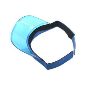 Outdoor unisex blue visor hat with transparent PVC brim for sun protection and summer sports