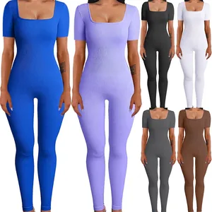 Slim fit square neck ribbed bodysuit in six colors including blue and lavender purple